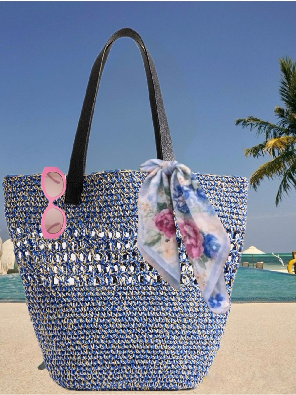 Handwoven Straw Market Tote NWT